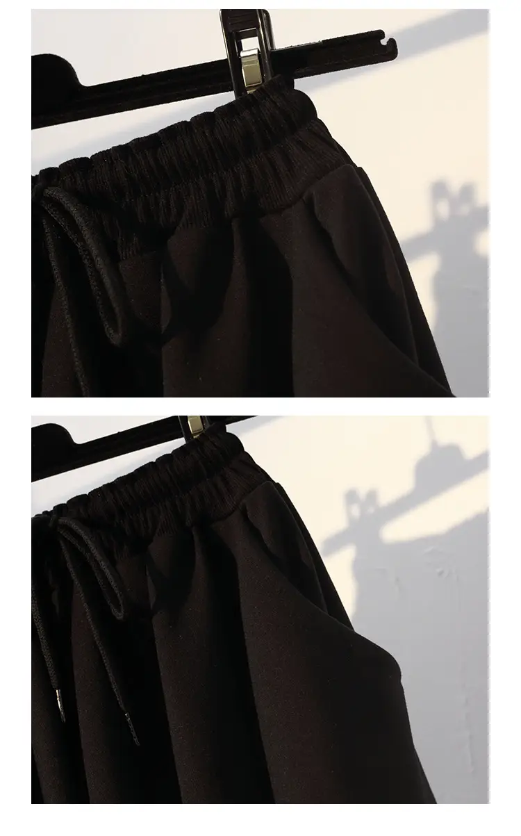 Plus Size Women's Black White Raglan Sleeve Skirt Set — feature 12