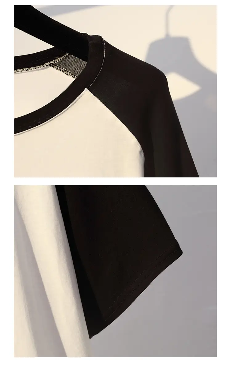 Plus Size Women's Black White Raglan Sleeve Skirt Set — feature 7