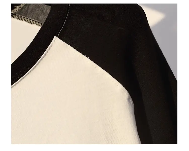 Plus Size Women's Black White Raglan Sleeve Skirt Set — feature 9