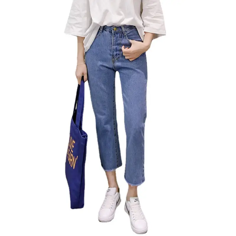 Wholesale Korean Style High Waist Jeans Women Loose Fit Drop Shipping