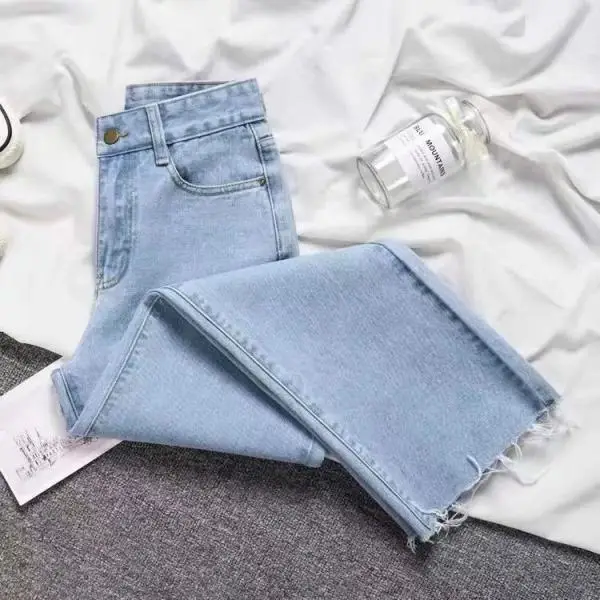 Wholesale Korean Style High Waist Jeans Women Loose Fit Drop Shipping