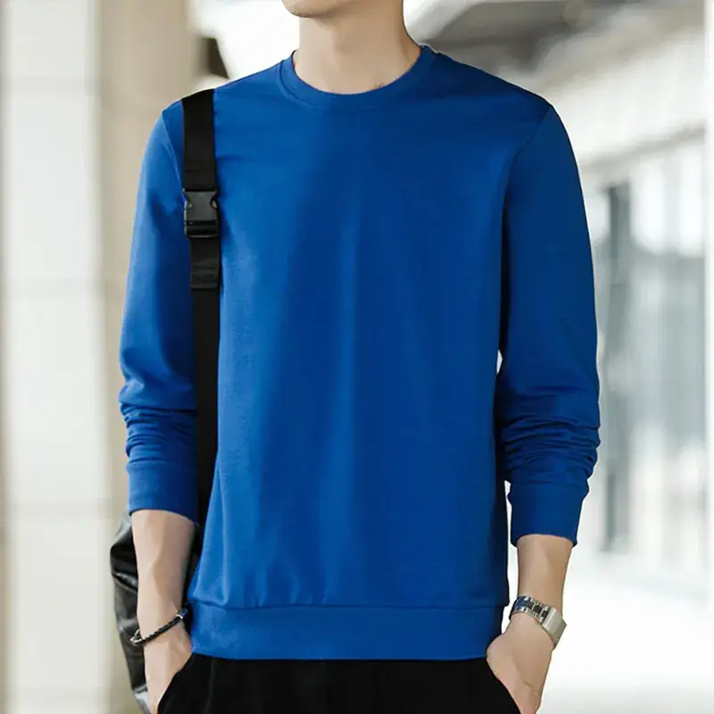 Men Blue Slim Fit Long Sleeve Sweater - Image 4