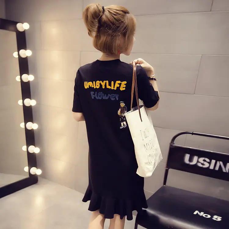 2025 Korean Style Ruffled Mid-Length Dress Women - Image 2
