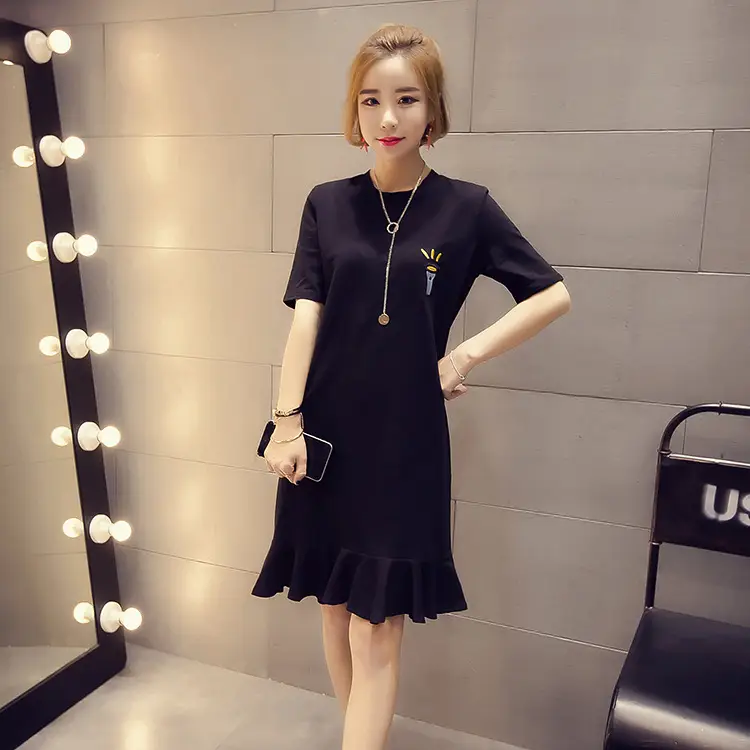 2025 Korean Style Ruffled Mid-Length Dress Women - Image 3