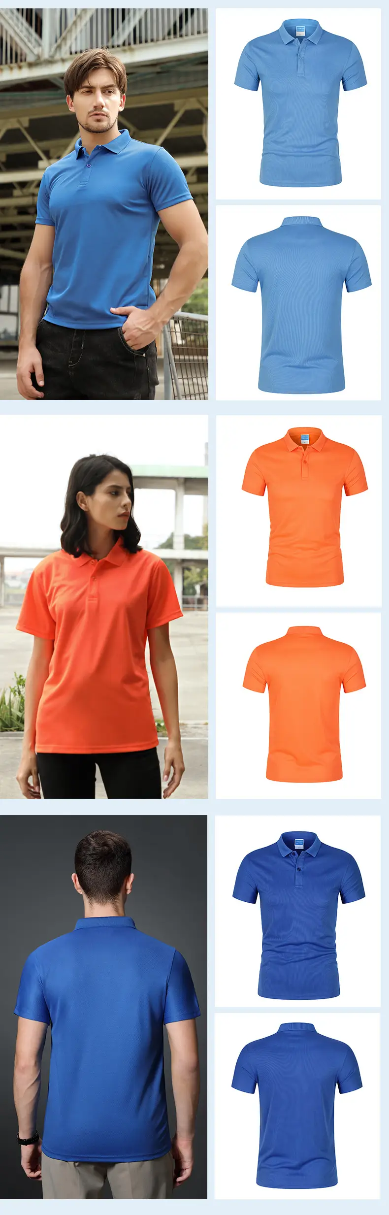 Blue Quick-Drying Polo T-Shirt Short Sleeve Lapel Work — feature 9