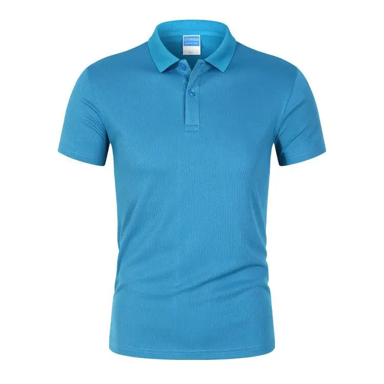 Blue Quick-Drying Polo T-Shirt Short Sleeve Lapel Work - Image 11