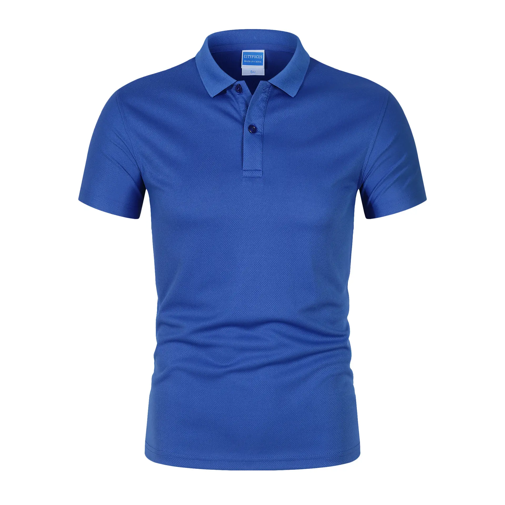 Blue Quick-Drying Polo T-Shirt Short Sleeve Lapel Work - Image 12