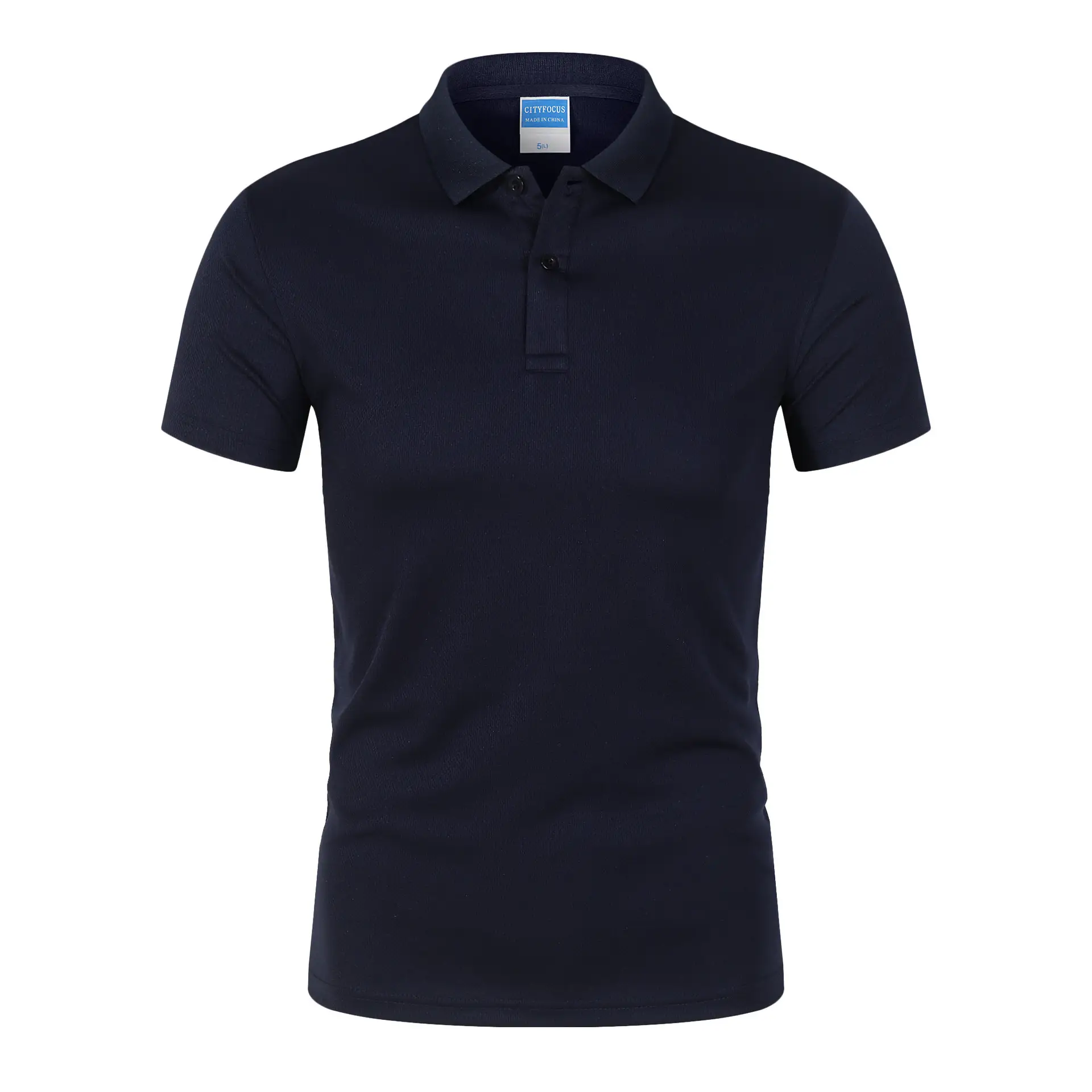 Blue Quick-Drying Polo T-Shirt Short Sleeve Lapel Work - Image 3