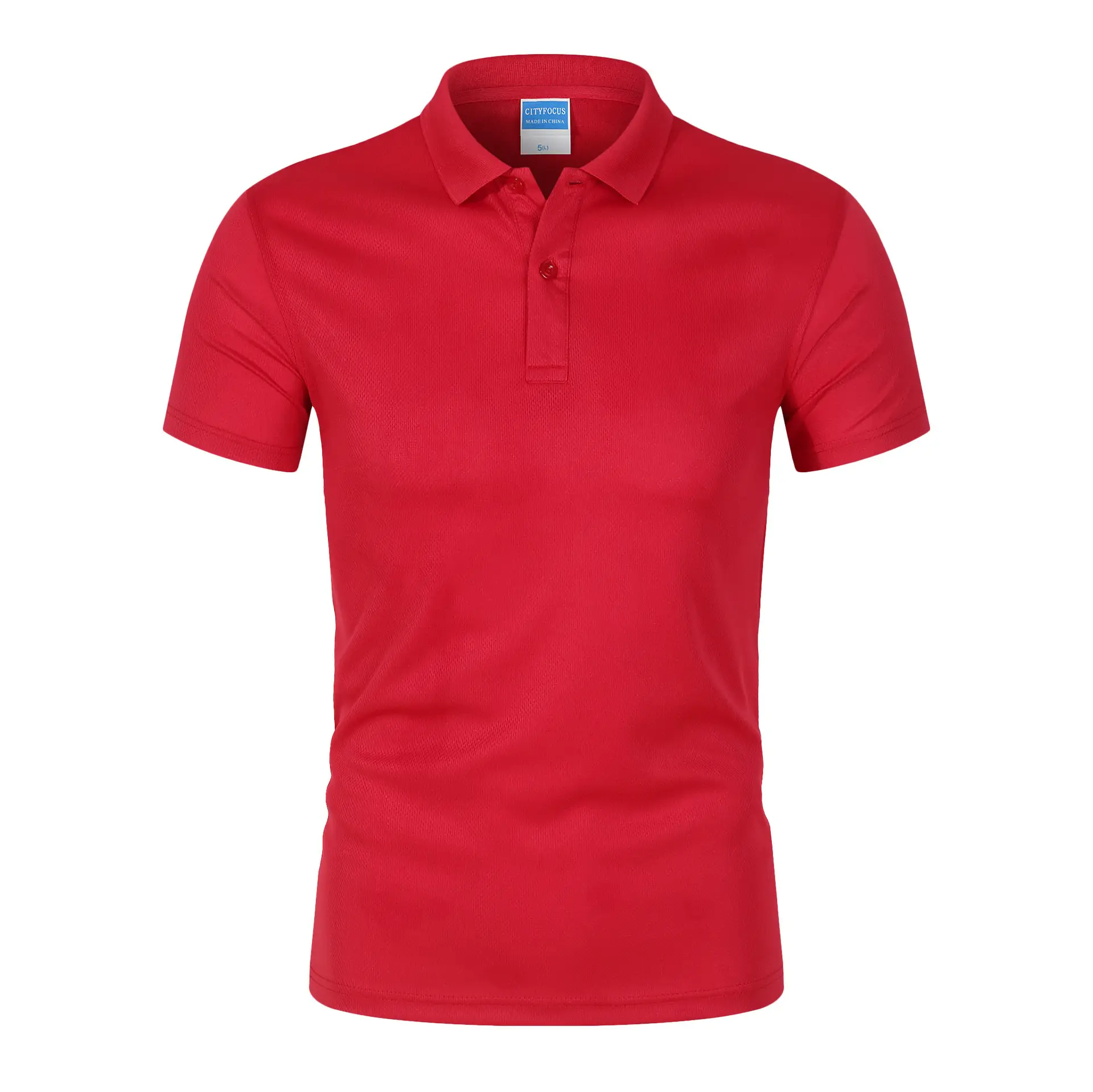 Blue Quick-Drying Polo T-Shirt Short Sleeve Lapel Work - Image 5