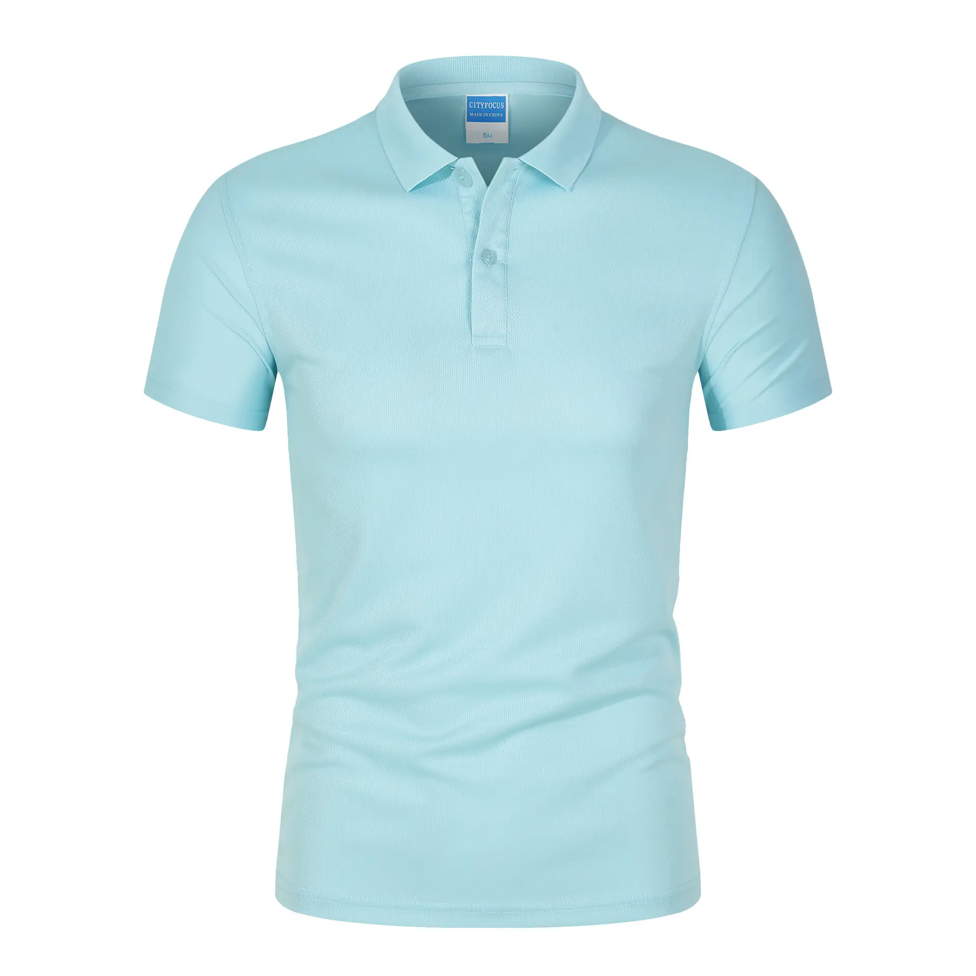 Blue Quick-Drying Polo T-Shirt Short Sleeve Lapel Work - Image 7