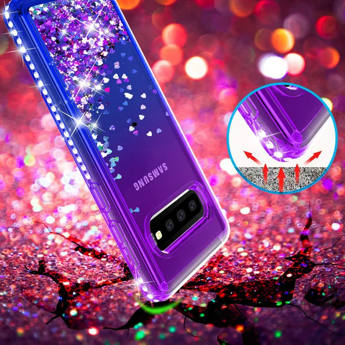 Samsung S24 S23 Ultra S10 Plus Mobile Phone Case with Gradient Quicksand Anti-Fall Protection — feature 5