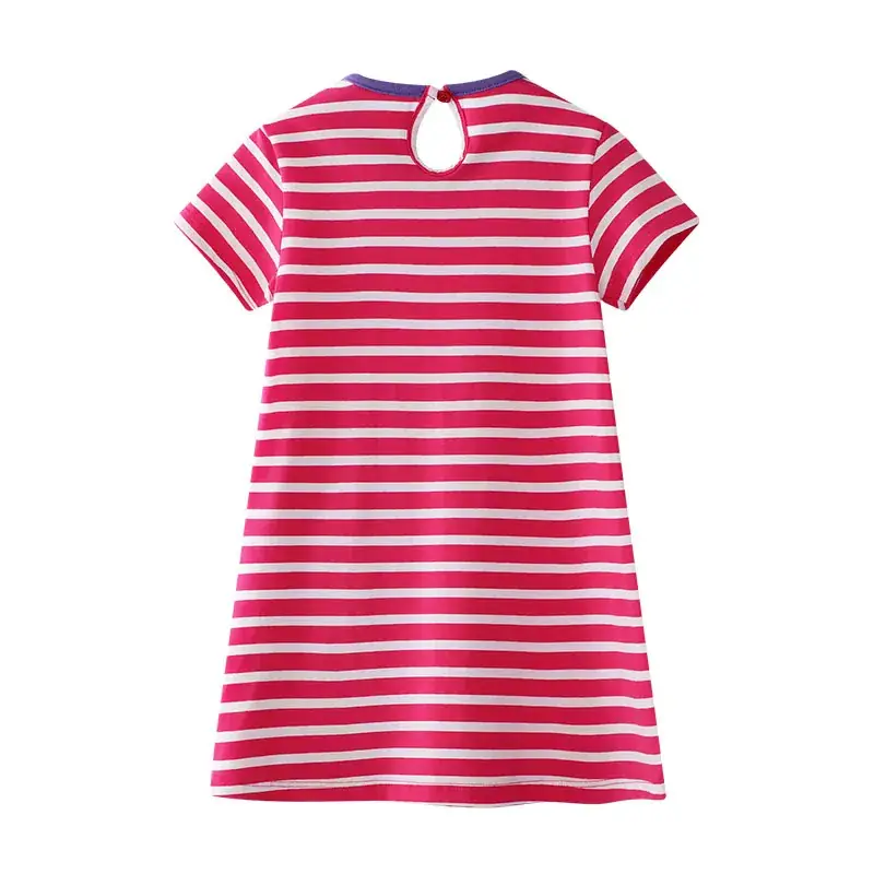 Girls Elephant Embroidered Skirt Pink Striped Zhongshan - Image 3
