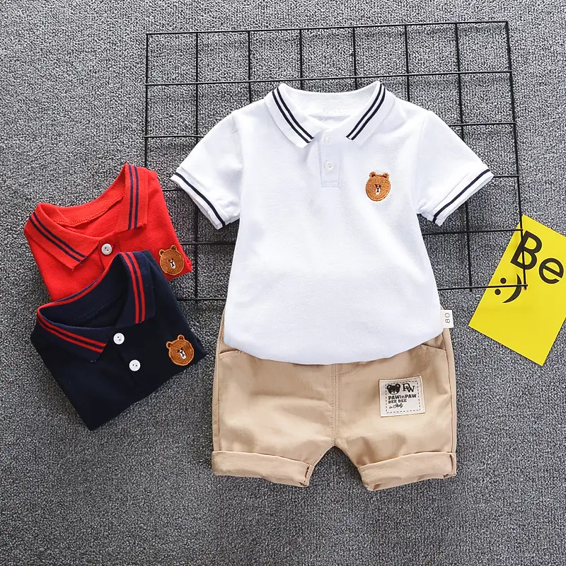 Kids Polo Shirt & Shorts Set Navy Beige 2026 - Image 5