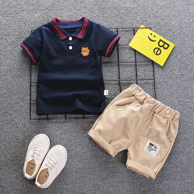 Kids Polo Shirt & Shorts Set Navy Beige 2026 - Image 7