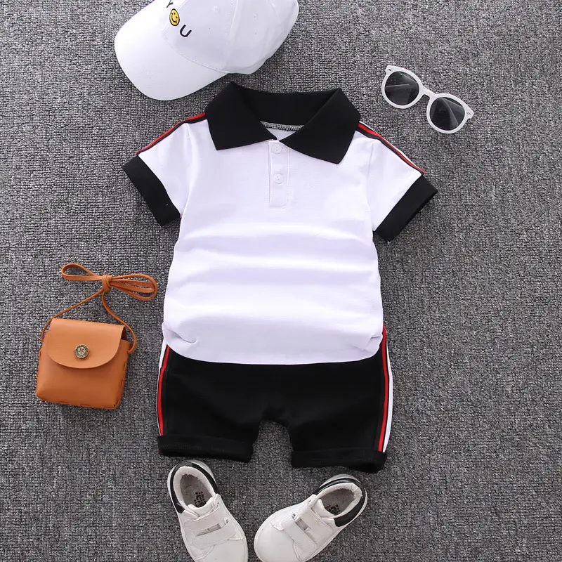 Kids Polo Shirt & Shorts Set Navy Beige 2026 - Image 2
