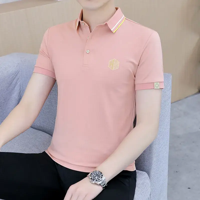 Men's White Polo T-Shirt Short Sleeve Summer Casual