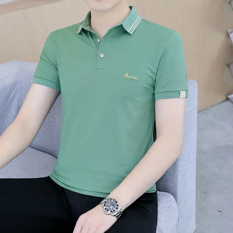 Men's White Polo T-Shirt Short Sleeve Summer Casual