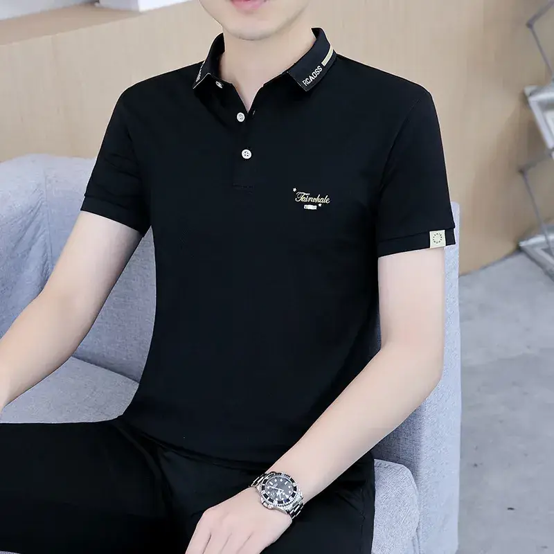 Men's White Polo T-Shirt Short Sleeve Summer Casual