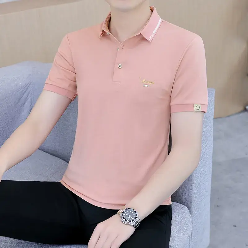Men's White Polo T-Shirt Short Sleeve Summer Casual