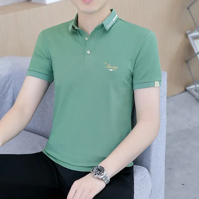 Men's White Polo T-Shirt Short Sleeve Summer Casual