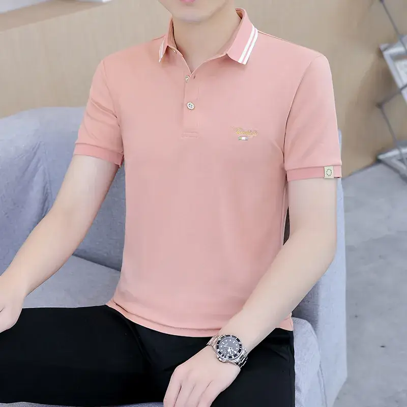 Men's White Polo T-Shirt Short Sleeve Summer Casual