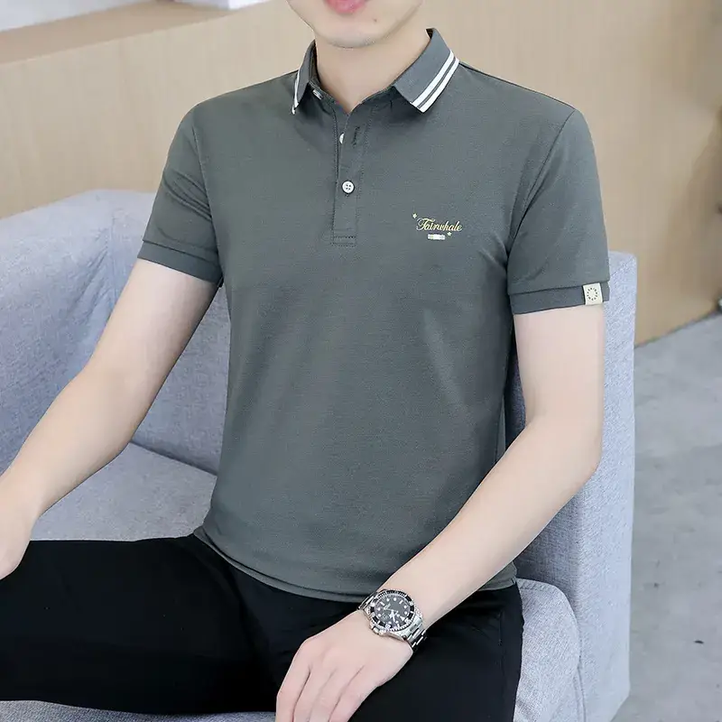 Men's White Polo T-Shirt Short Sleeve Summer Casual