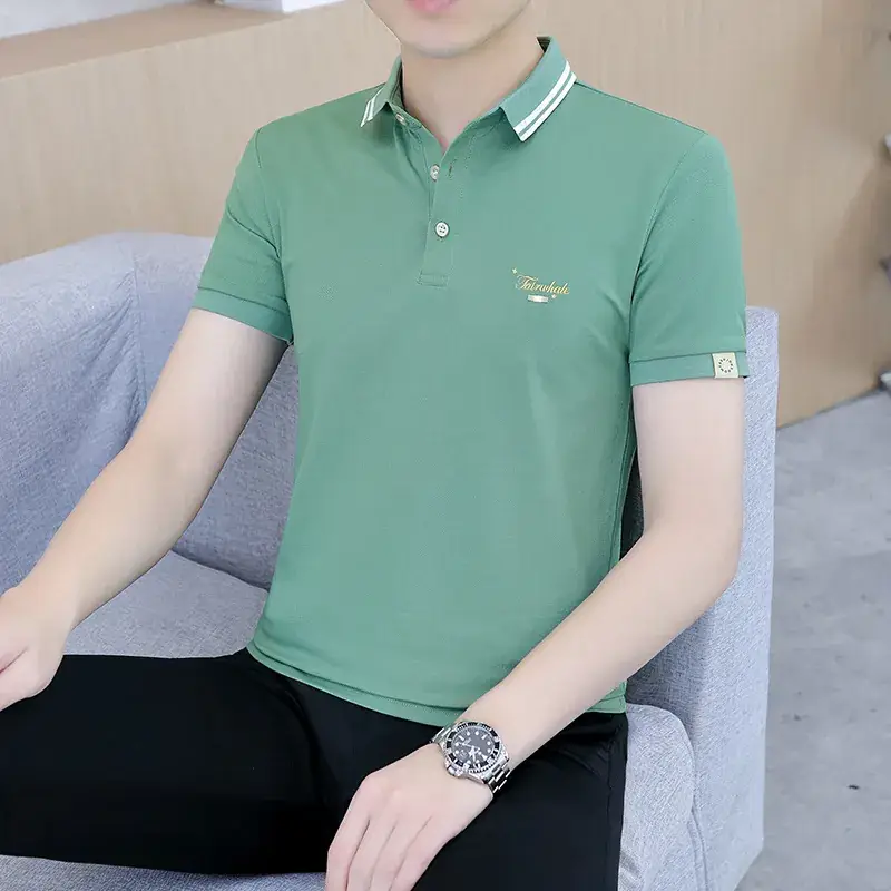 Men's White Polo T-Shirt Short Sleeve Summer Casual