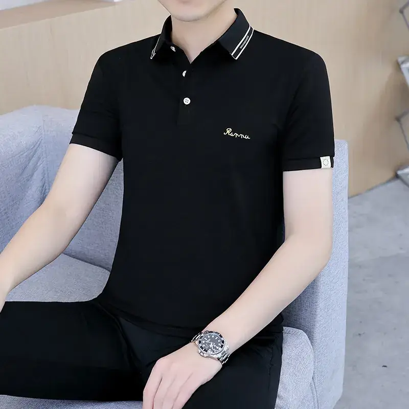 Men's White Polo T-Shirt Short Sleeve Summer Casual