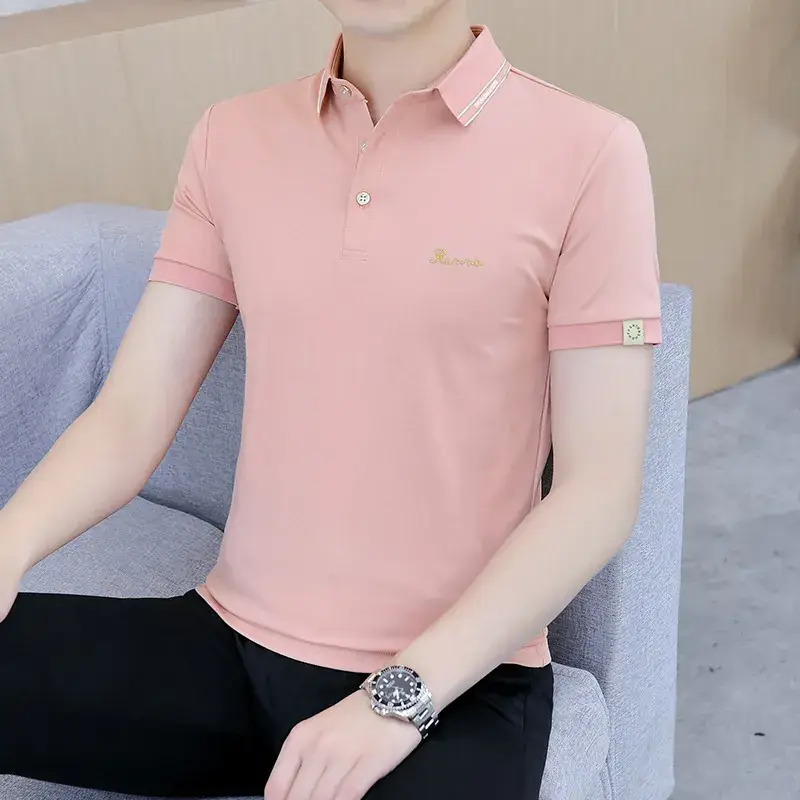 Men's White Polo T-Shirt Short Sleeve Summer Casual