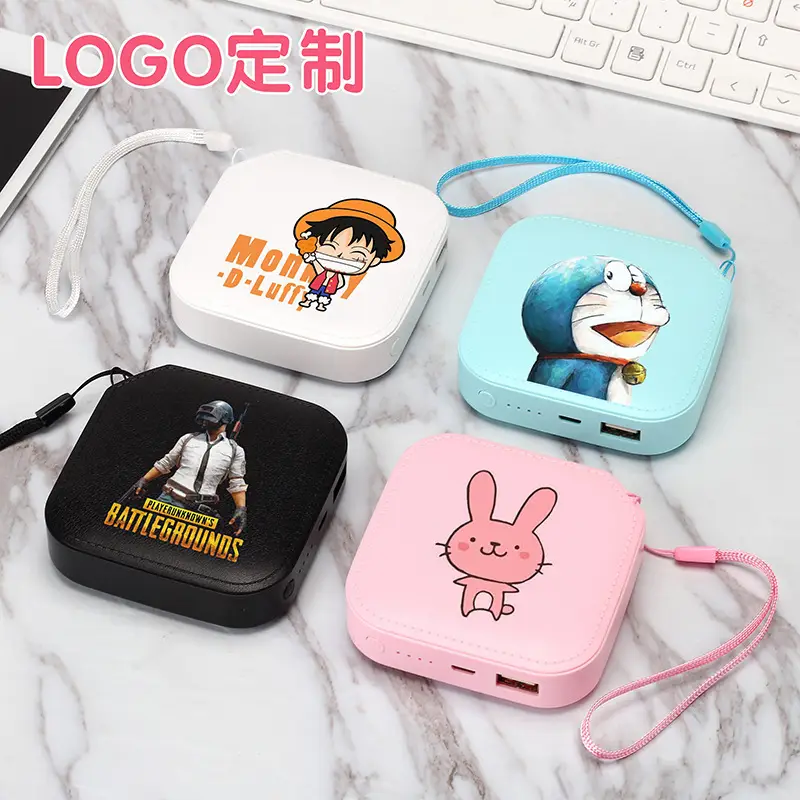 Light Blue Cartoon Travel Bag with Wrist Strap