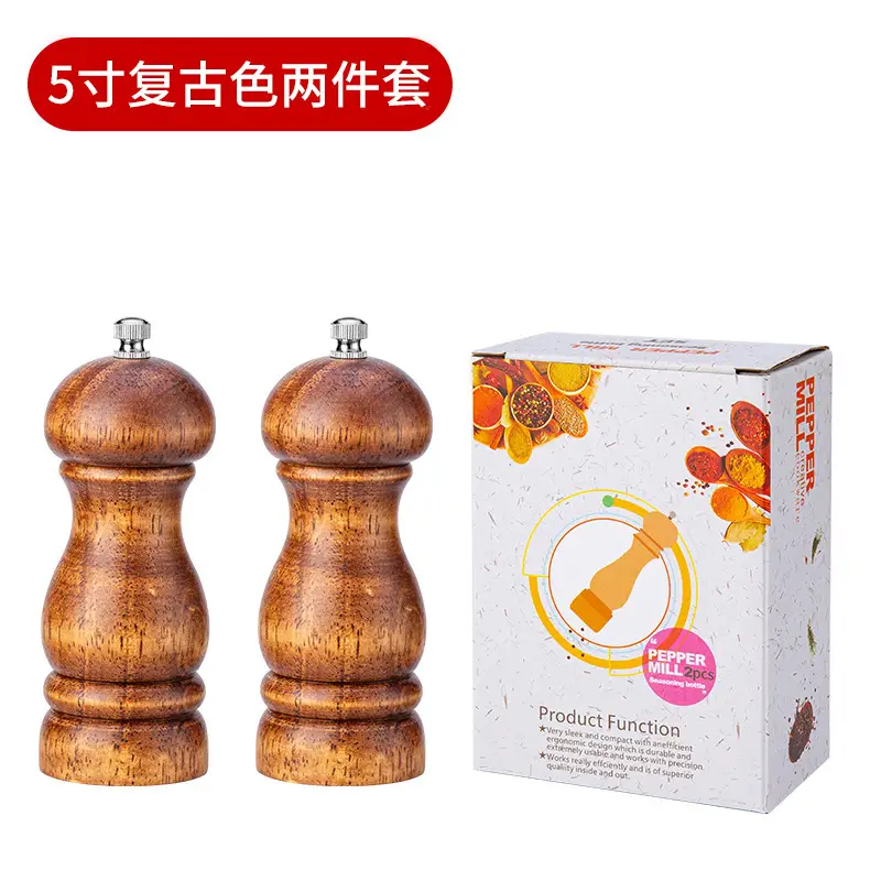 5 Inch Wooden Manual Pepper Grinder Solid Wood - Image 8