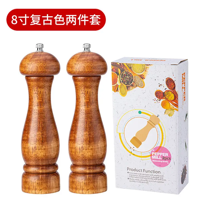 5 Inch Wooden Manual Pepper Grinder Solid Wood - Image 9