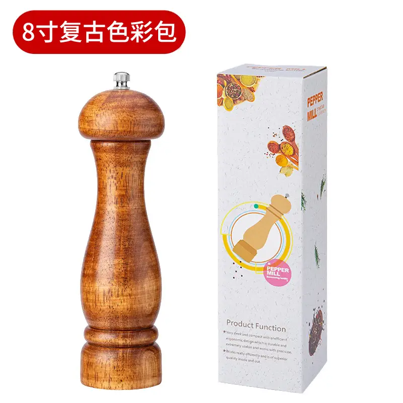 5 Inch Wooden Manual Pepper Grinder Solid Wood - Image 5