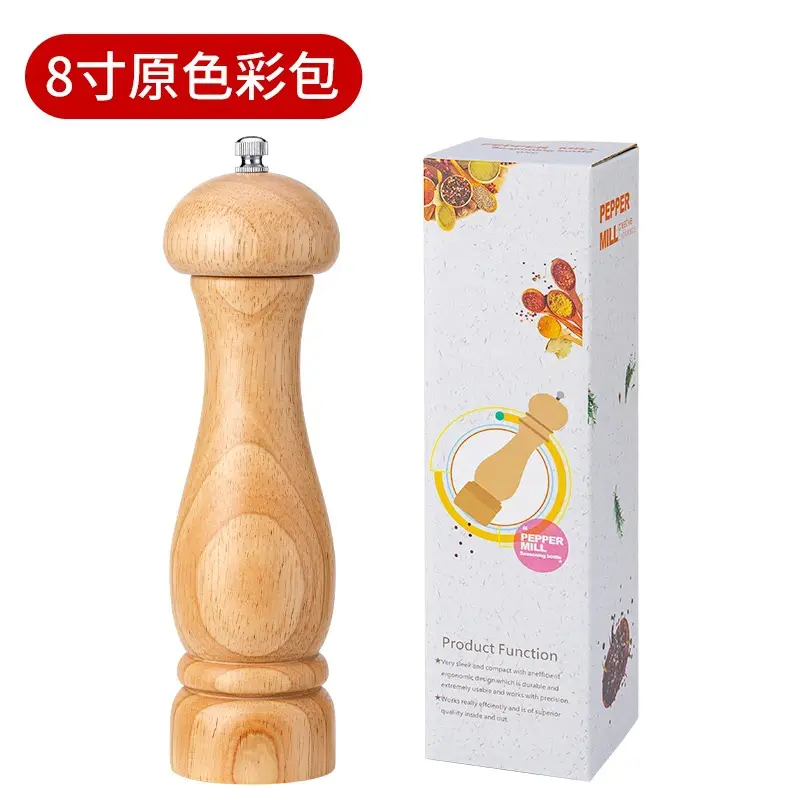 5 Inch Wooden Manual Pepper Grinder Solid Wood - Image 6
