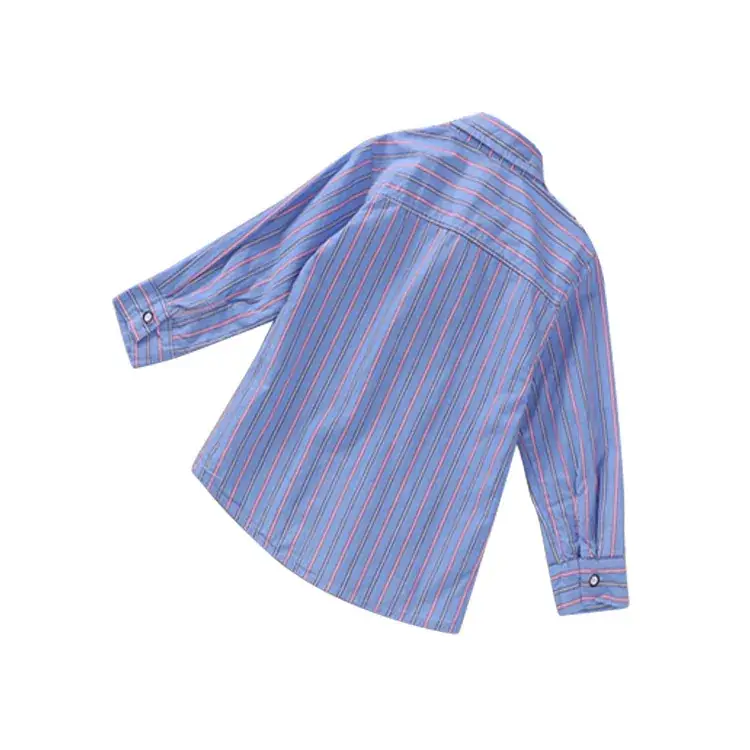 2021 Boys Striped Long Sleeve Shirt Blue Pink - Image 5