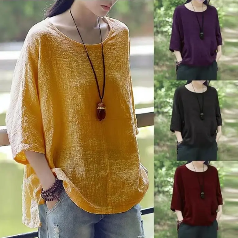 White Cross-Border T-Shirt Large Size Bat Sleeve Women - Image 5