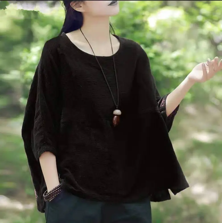 White Cross-Border T-Shirt Large Size Bat Sleeve Women - Image 8