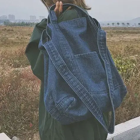 Wholesale Denim Bag 2018 New Large Capacity Shoulder Shopping Bag Crossbody Bag Korean Fashion chic Artistic Cloth - Image 2