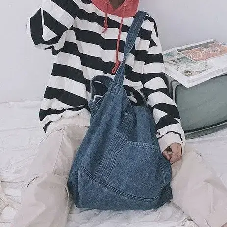 Wholesale Denim Bag 2018 New Large Capacity Shoulder Shopping Bag Crossbody Bag Korean Fashion chic Artistic Cloth - Image 4