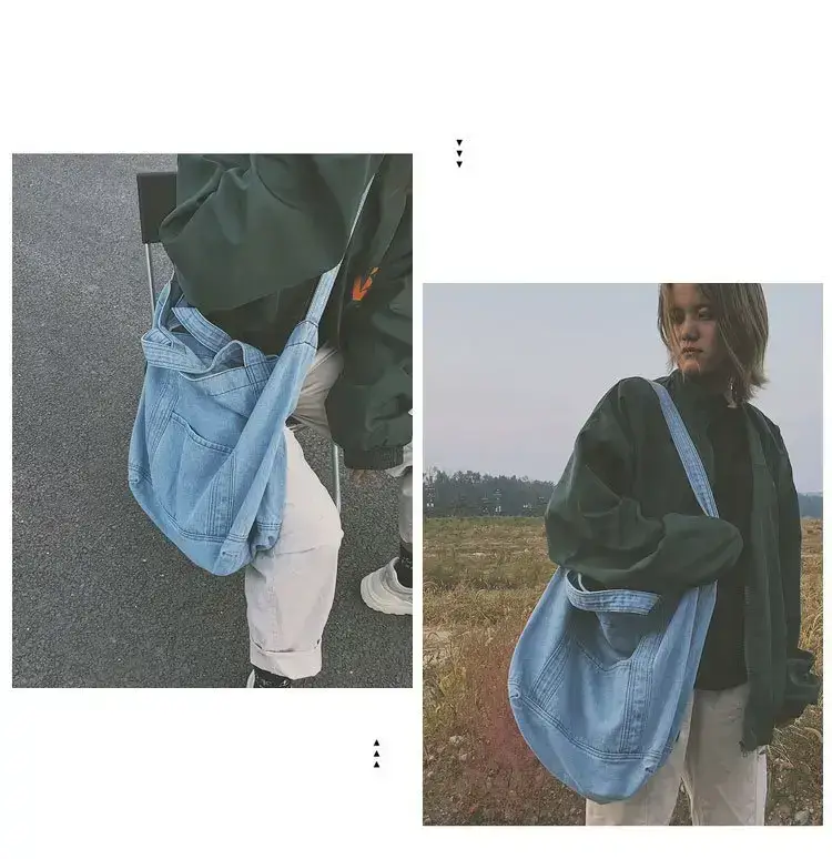 Wholesale Denim Bag 2018 New Large Capacity Shoulder Shopping Bag Crossbody Bag Korean Fashion chic Artistic Cloth — feature 11
