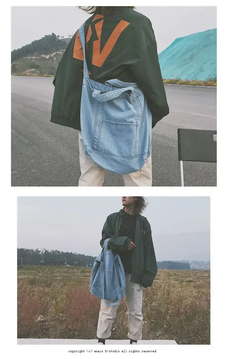 Wholesale Denim Bag 2018 New Large Capacity Shoulder Shopping Bag Crossbody Bag Korean Fashion chic Artistic Cloth — feature 13