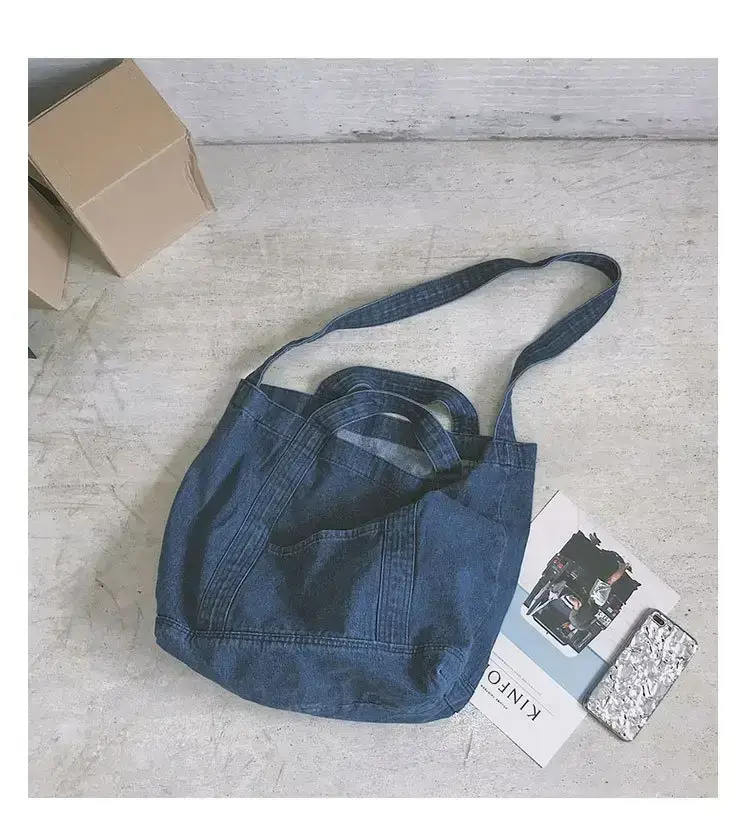 Wholesale Denim Bag 2018 New Large Capacity Shoulder Shopping Bag Crossbody Bag Korean Fashion chic Artistic Cloth — feature 23
