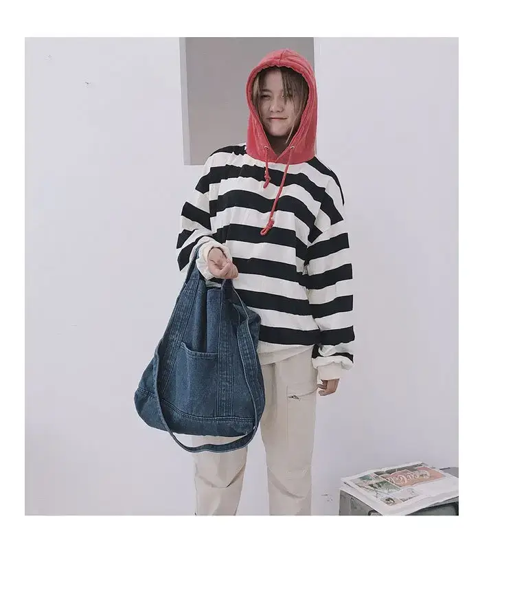 Wholesale Denim Bag 2018 New Large Capacity Shoulder Shopping Bag Crossbody Bag Korean Fashion chic Artistic Cloth — feature 25
