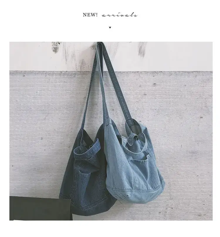 Wholesale Denim Bag 2018 New Large Capacity Shoulder Shopping Bag Crossbody Bag Korean Fashion chic Artistic Cloth — feature 26