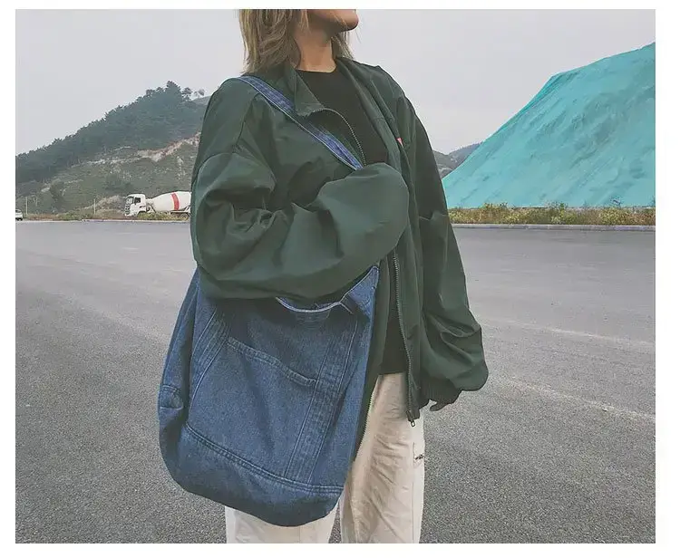 Wholesale Denim Bag 2018 New Large Capacity Shoulder Shopping Bag Crossbody Bag Korean Fashion chic Artistic Cloth — feature 4