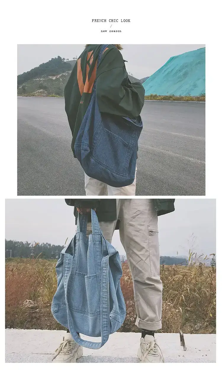 Wholesale Denim Bag 2018 New Large Capacity Shoulder Shopping Bag Crossbody Bag Korean Fashion chic Artistic Cloth — feature 7