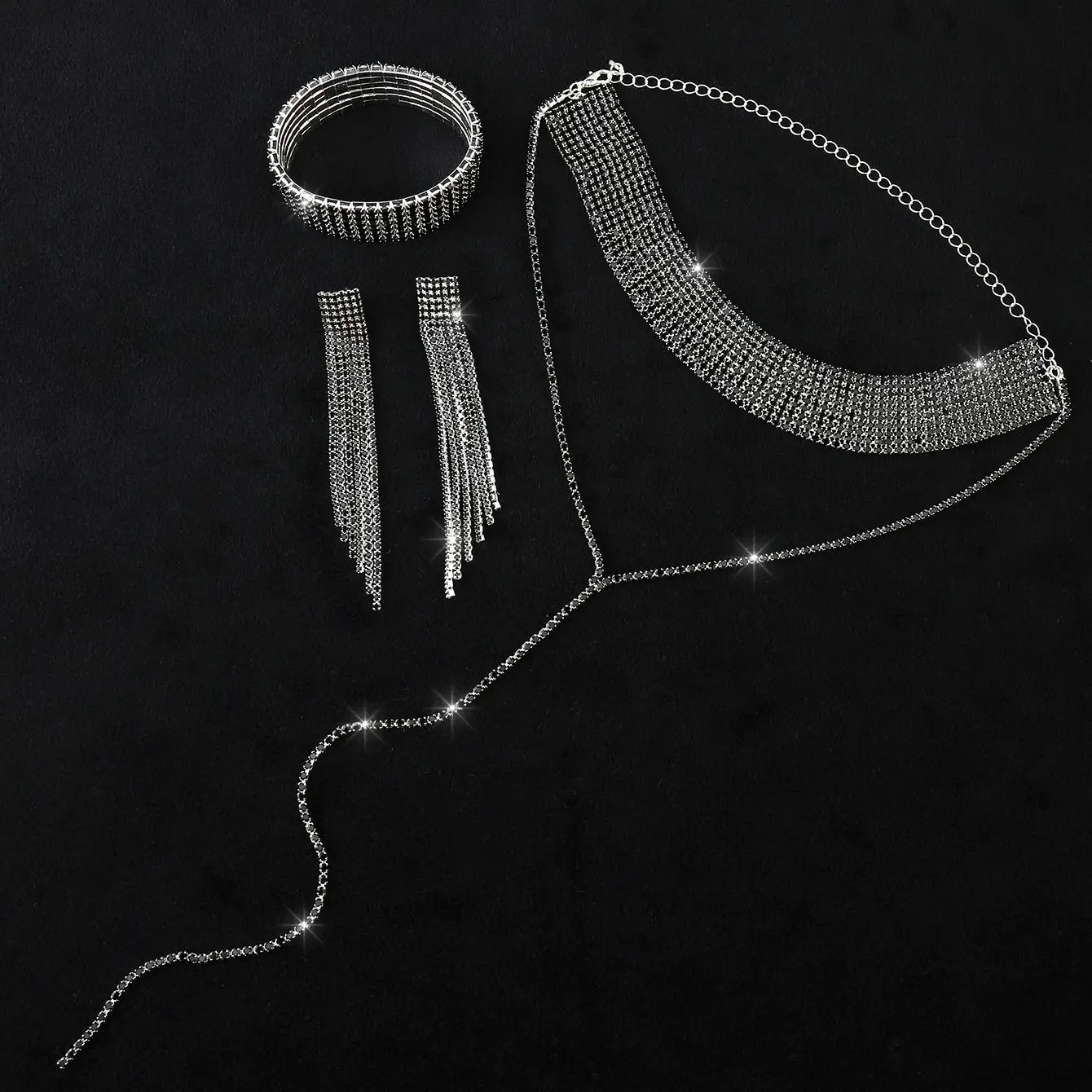 European American Flash Diamond Retro Neckbone Chain Necklace — feature 23