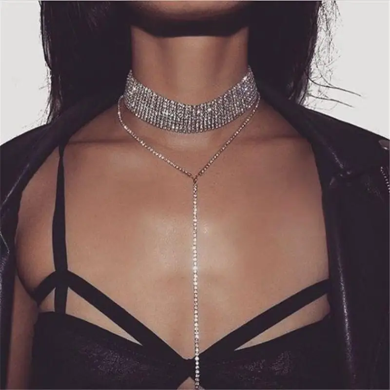 European American Flash Diamond Retro Neckbone Chain Necklace — feature 25