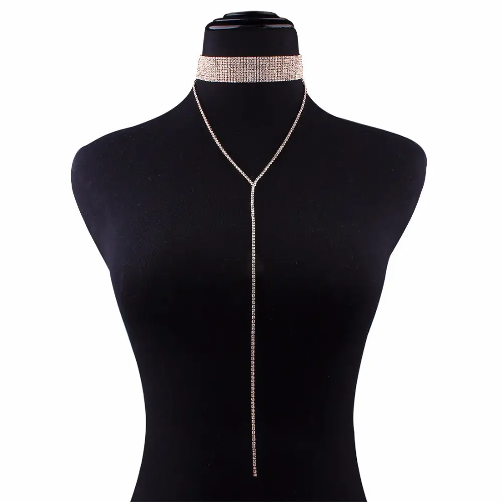 European American Flash Diamond Retro Neckbone Chain Necklace — feature 26