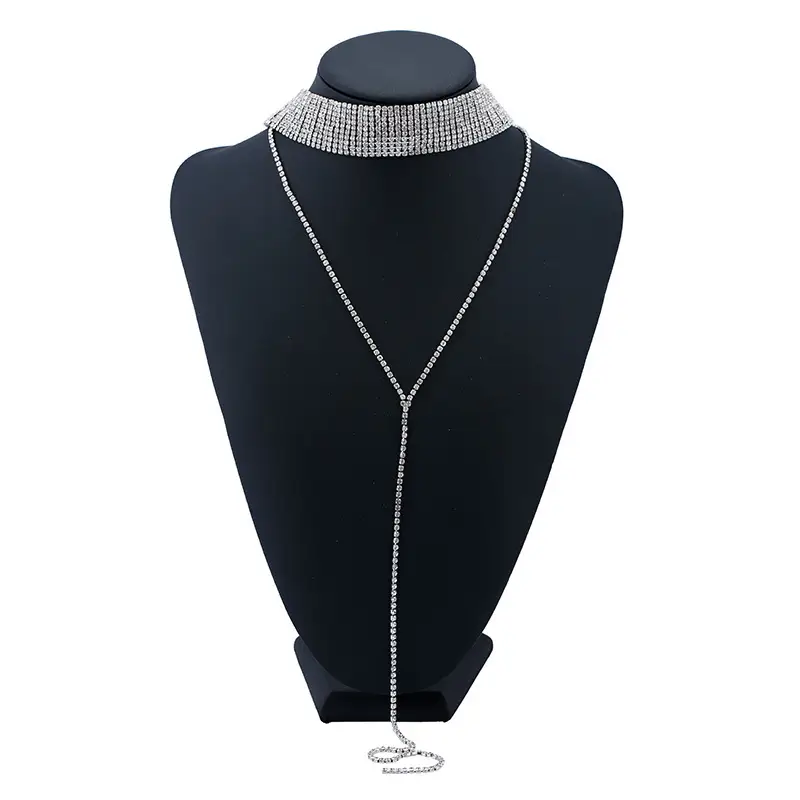 European American Flash Diamond Retro Neckbone Chain Necklace — feature 28